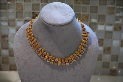 Traditional Gold-Toned Beaded & Floral Choker Necklace Set