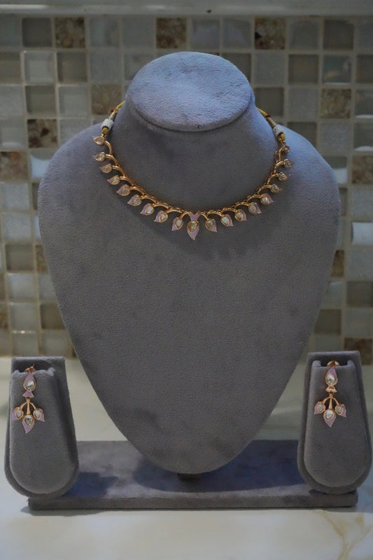 Delicate Petal Motif Necklace Set
