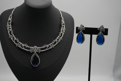 Dazzling Teardrop Gemstone Necklace Sets: Ruby, Pink, Green & Blue
