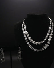 Antique Finish Double Strand Necklace and Earrings Set