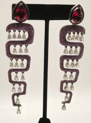 Exquisite Red Ruby Stones Snake Earrings