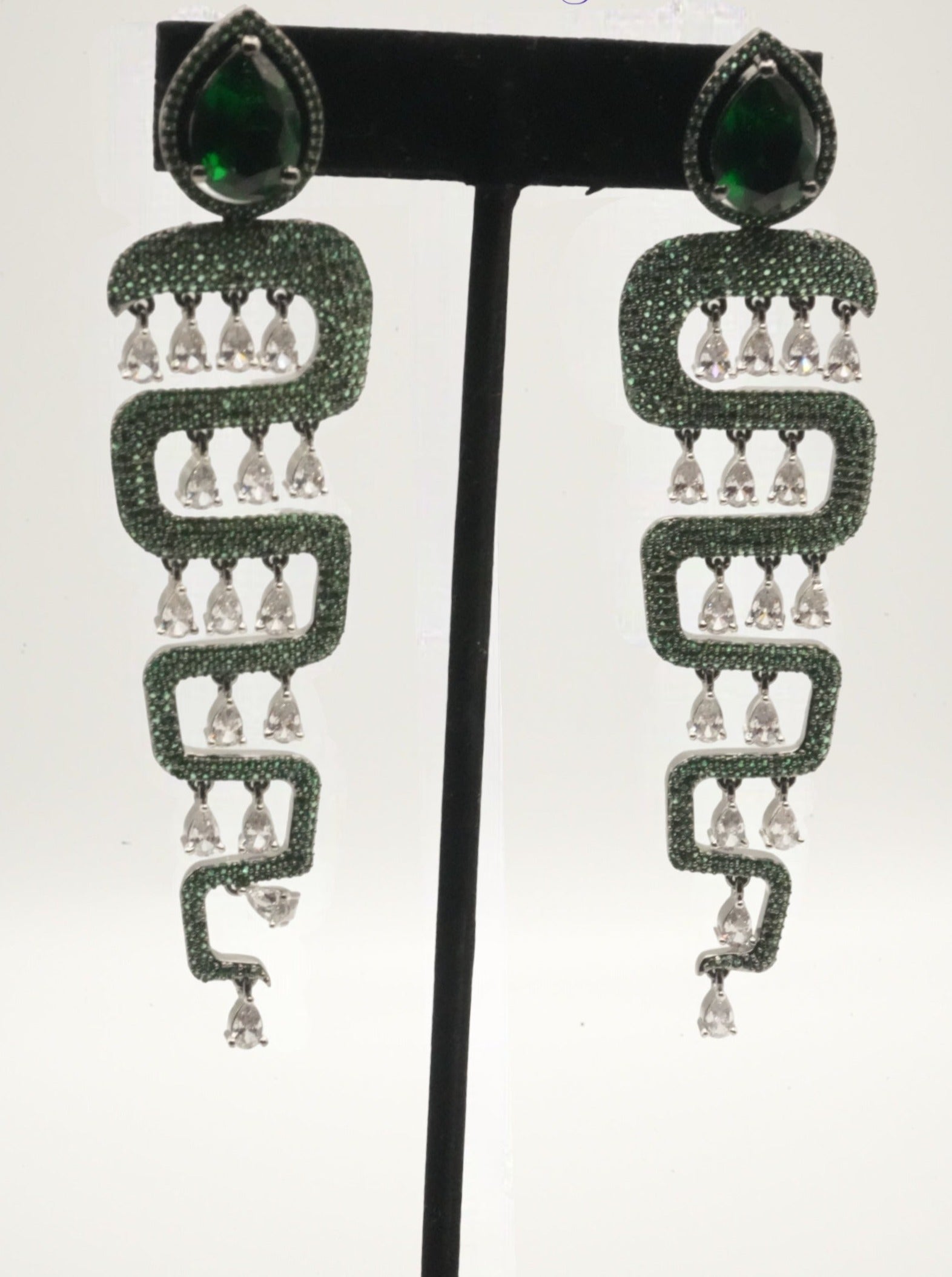 Enchanting Shimmering Snake Green Earrings