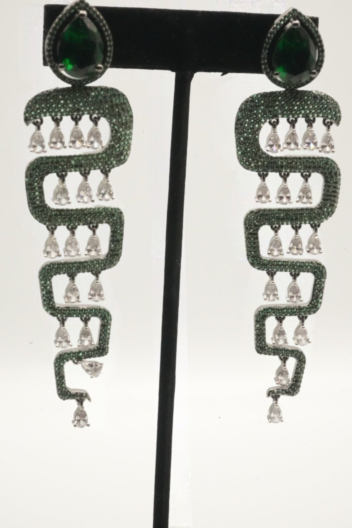 Enchanting Shimmering Snake Green Earrings