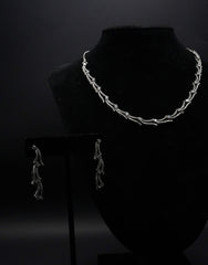 Sculptural Silhouette cubic zircona Simulant Necklace and Earrings Set