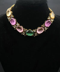 Oval Shaped Gemstones Choker with Earrings