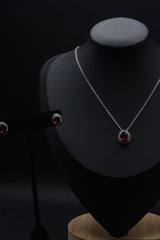 Red CZ Stone Simulant Pendant and Earrings Set