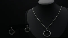 Timeless Silver  coated Necklace and Earring Set with Circular Crystal Accents