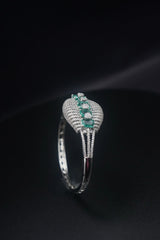 Emerald Radiance: Zircon and Crystal Bangle Bracelet