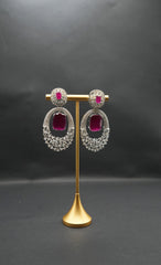 Beautiful Pink Drop Earrings with CZ Crystals