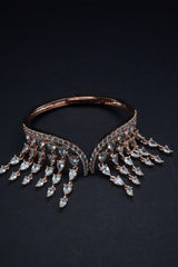 Opulent Rose Gold coated Bangle with Cascading Teardrop Crystal Fringe