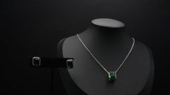 Green Emerald Elegance Simulant Pendant and Earrings Set