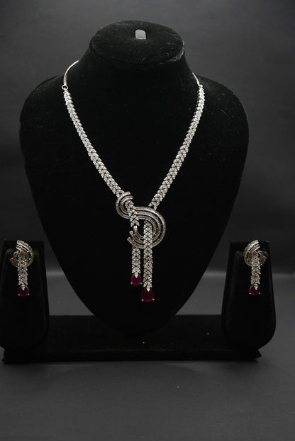 Luxe Cubic Zirconia Necklace Set with Silver Accents
