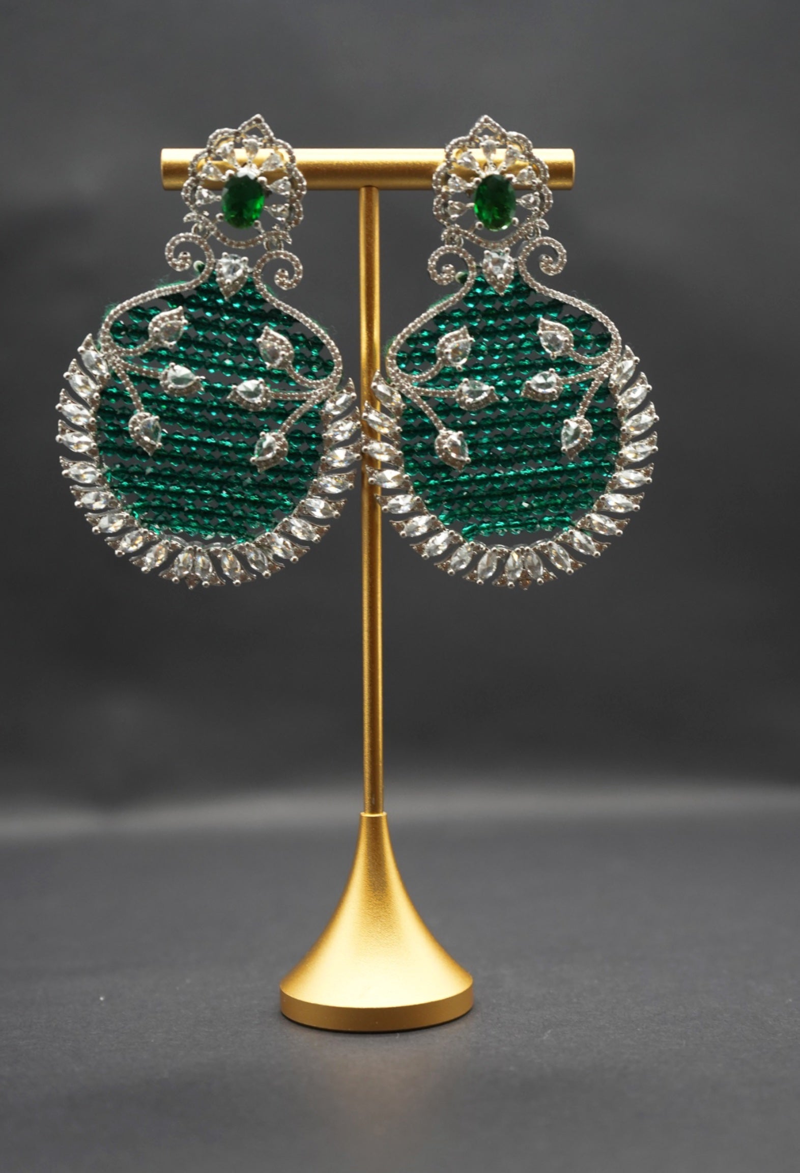 Striking Emerald Green and Crystal Statement Earrings