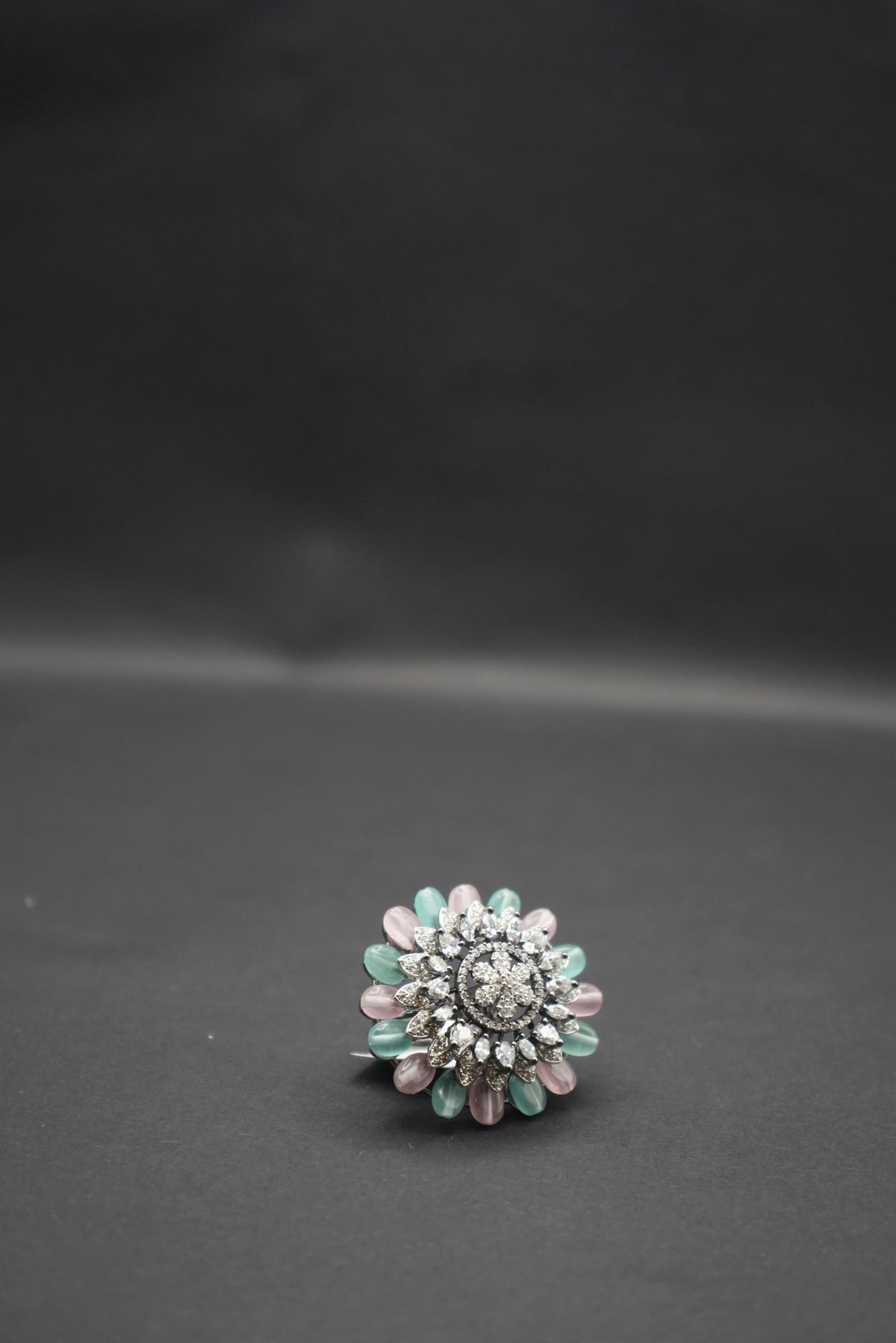 Whimsical Pastel Crystal Flower Ring