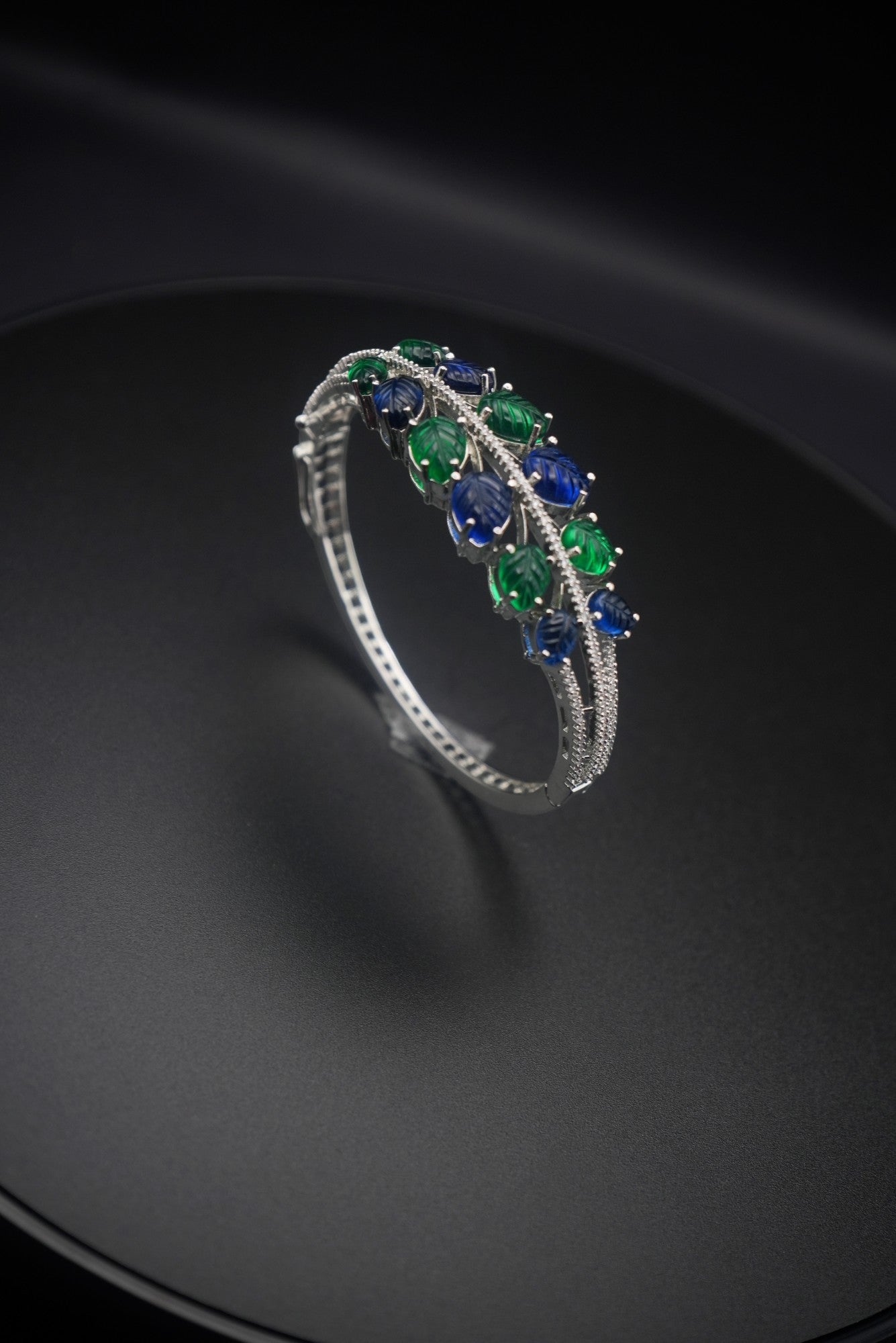 Sapphire & Emerald Dream: Crystal Bangle Bracelet