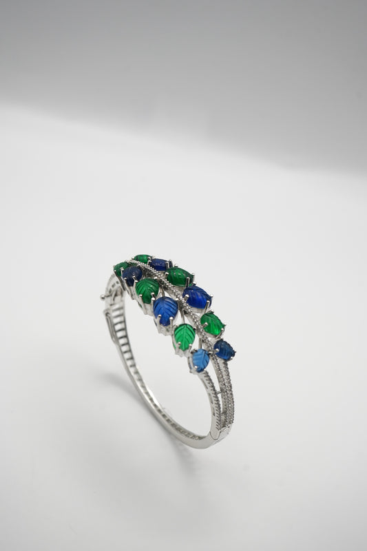 Sapphire & Emerald Dream: Crystal Bangle Bracelet