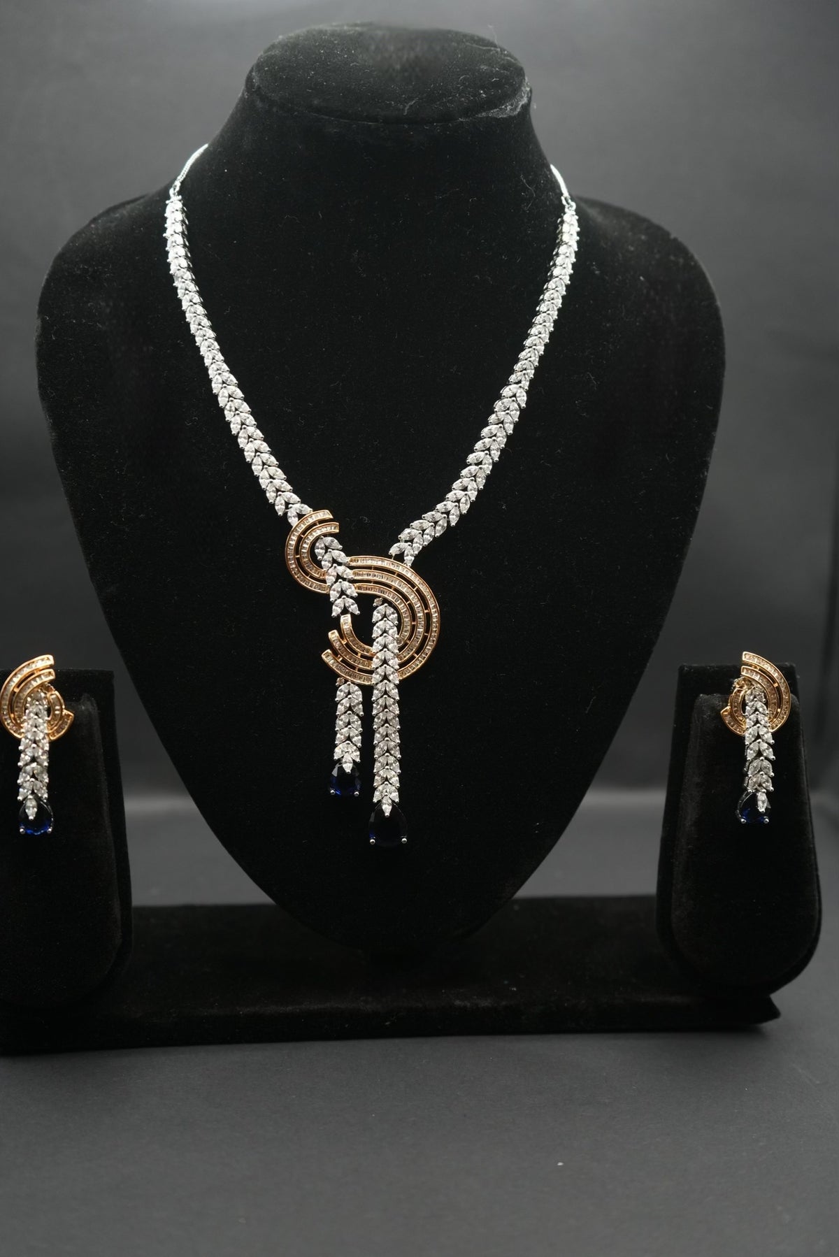 Luxe Cubic Zirconia Necklace Set with Gold Accents