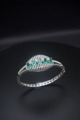 Emerald Radiance: Zircon and Crystal Bangle Bracelet