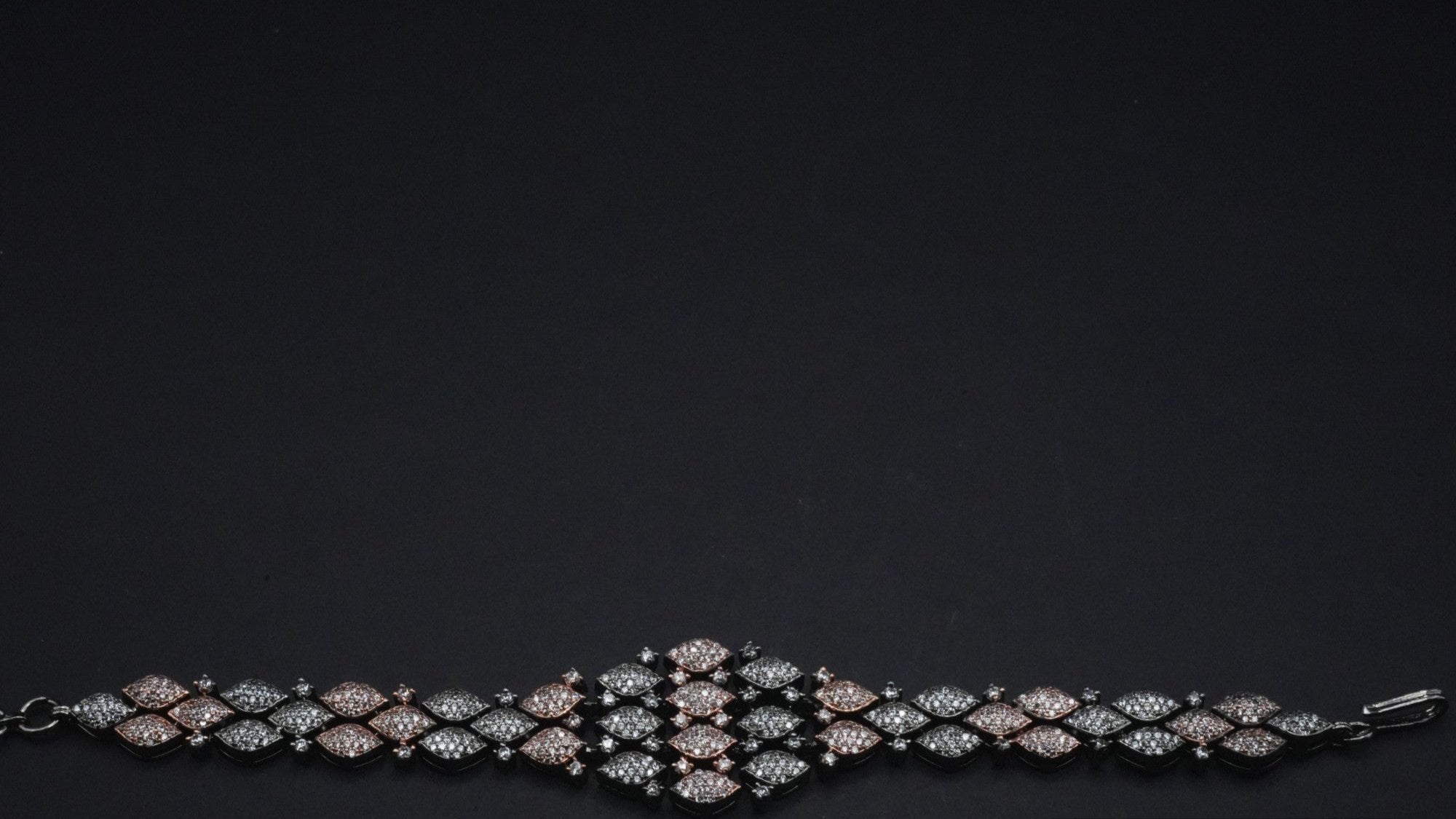 Luxurious Rose Gold and Silver Coated Marquise-Cut Crystal Bracelet