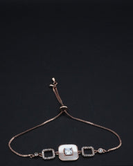 Modern Rose Gold  coated Adjustable Bracelet with Geometric and Mother-of-Pearl Accents