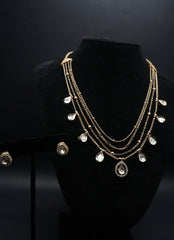 Elegant Multi-Layered Teardrop Necklace and Earrings Set