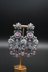 Designer  Pink and grey AD Earrings