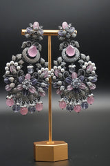 Designer  Pink and grey AD Earrings