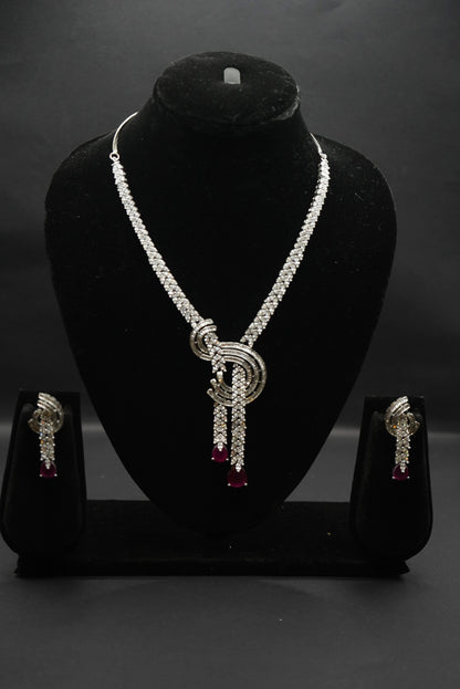 Luxe Cubic Zirconia Necklace Set with Silver Accents