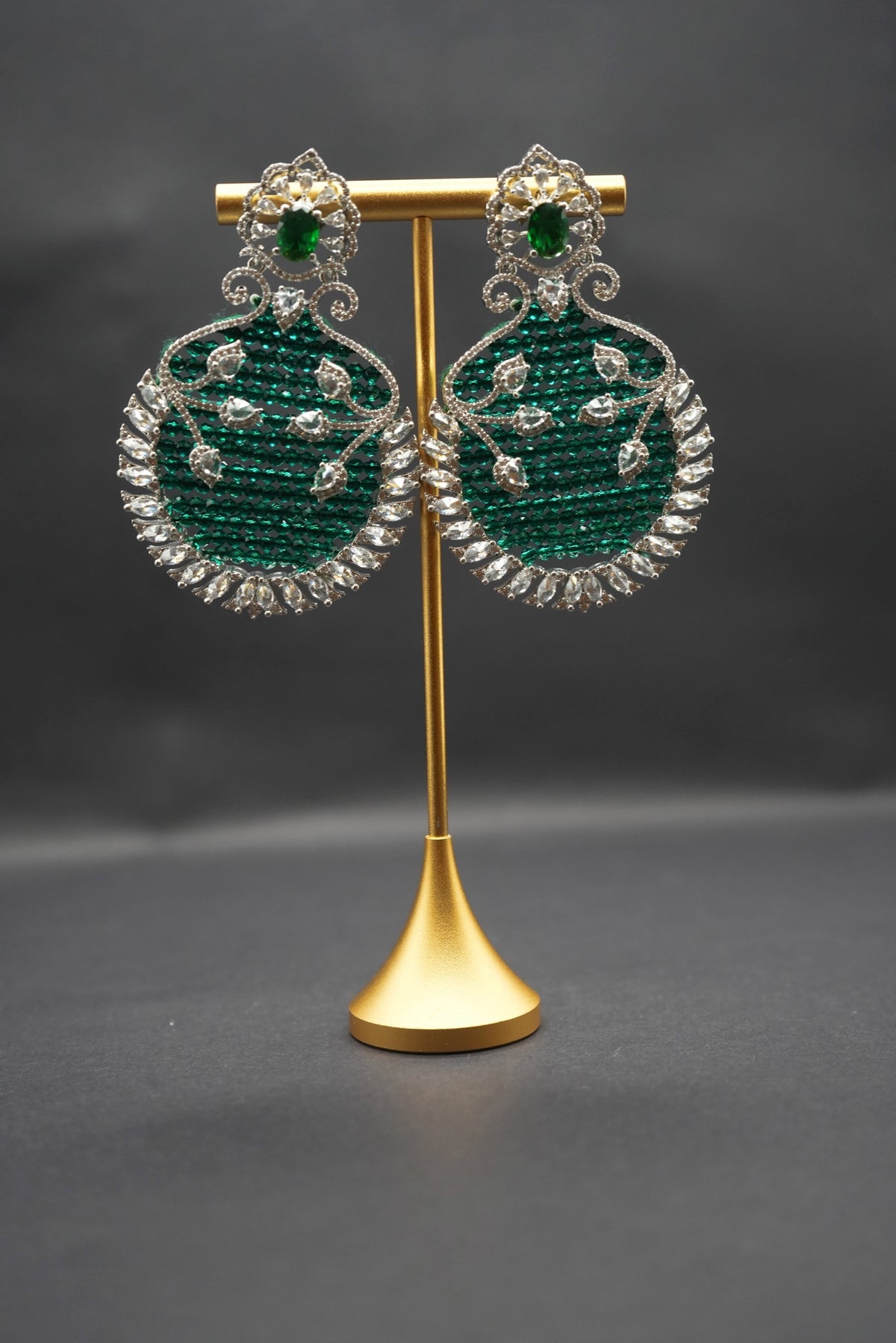 Striking Emerald Green and Crystal Statement Earrings