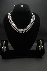 Delicate Pink and Crystal Necklace and Earring Set