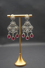 Exquisite Ruby and Crystal Chandelier Earrings