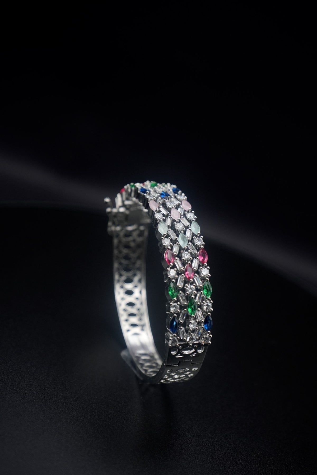 Rainbow Radiance: Crystal Bangle Bracelet