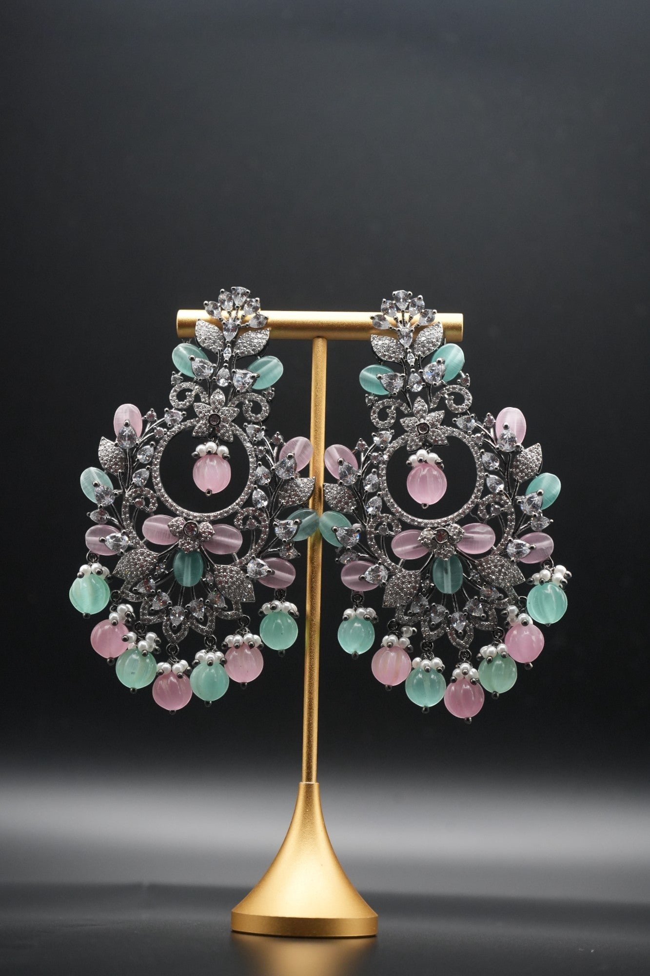 Pastel Opulence: Lustrous Jewel Drop Earrings