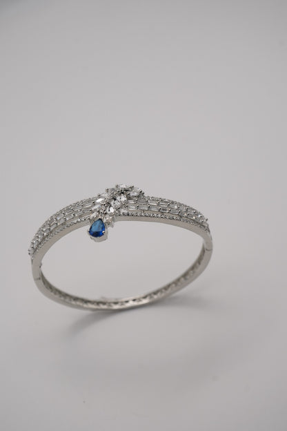 Silver coated & Blue Gemstone Interwoven Bangle