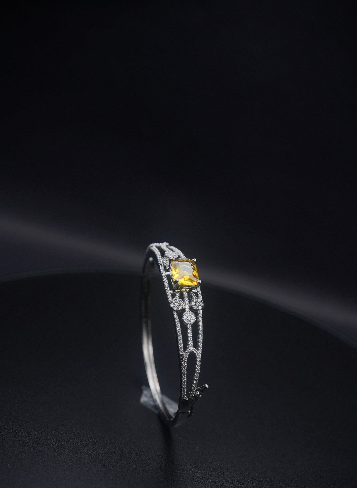 Citrine Sparkle: Zircon and Crystal Bangle Bracelet