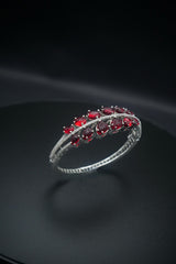 Crimson Cascade: Ruby and Crystal Bangle Bracelet