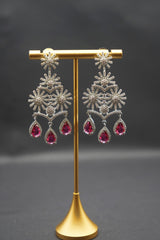 Exquisite Ruby and Crystal Chandelier Earrings