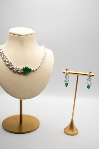 Emerald Cascade: Emerald Necklace & Earring Set