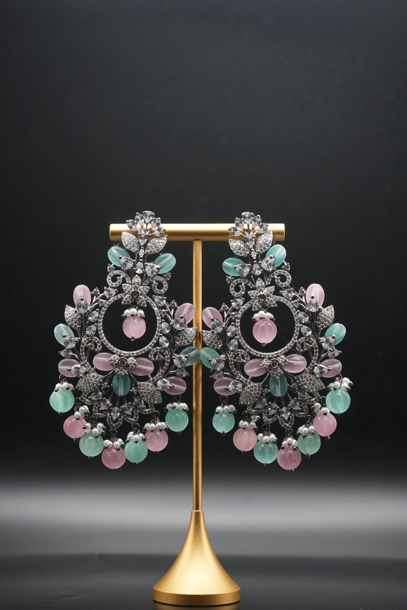 Pastel Opulence: Lustrous Jewel Drop Earrings