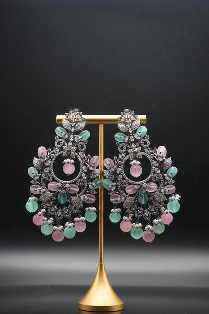 Pastel Opulence: Lustrous Jewel Drop Earrings