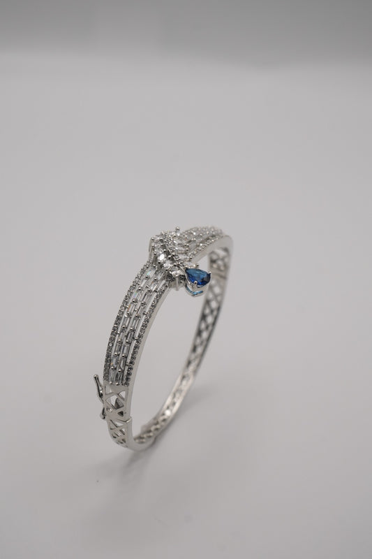 Silver coated & Blue Gemstone Interwoven Bangle