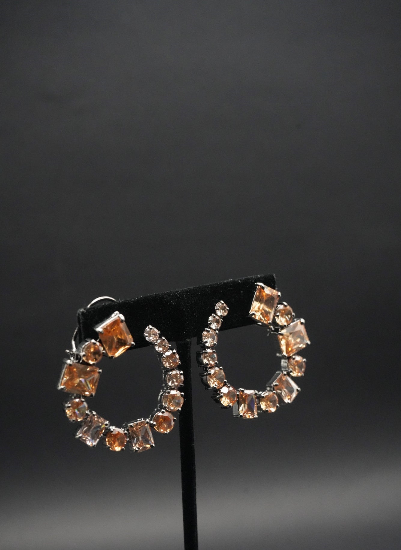 Brown Radiant Amber Hoop Earrings