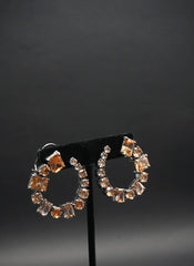 Brown Radiant Amber Hoop Earrings