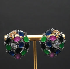 Multicolor CZ stone Cluster Earrings