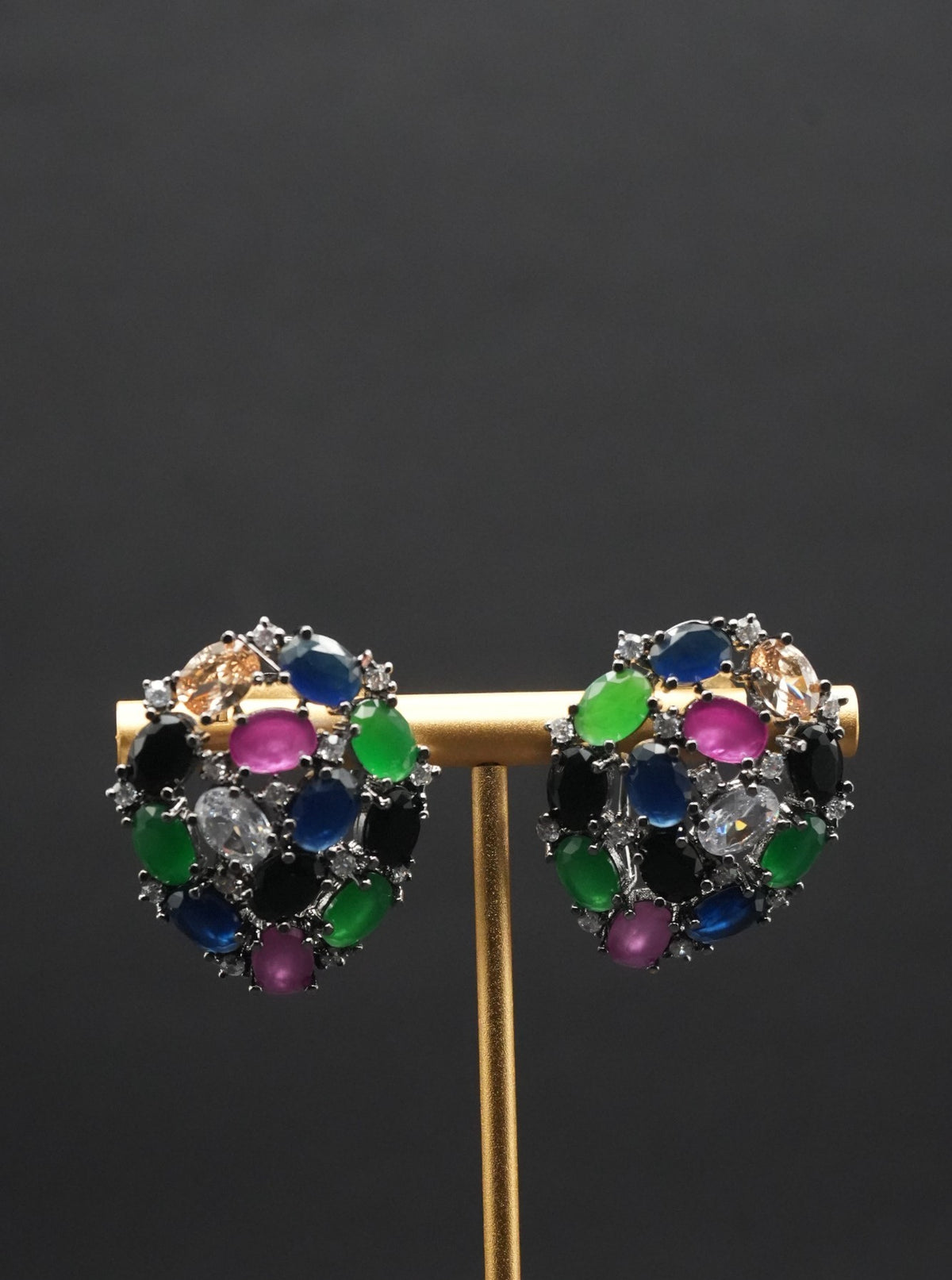 Multicolor CZ stone Cluster Earrings