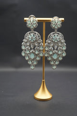 Elegant Crystal Chandelier Earrings in Mint Green