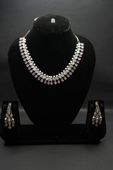 Delicate Pink and Crystal Necklace and Earring Set