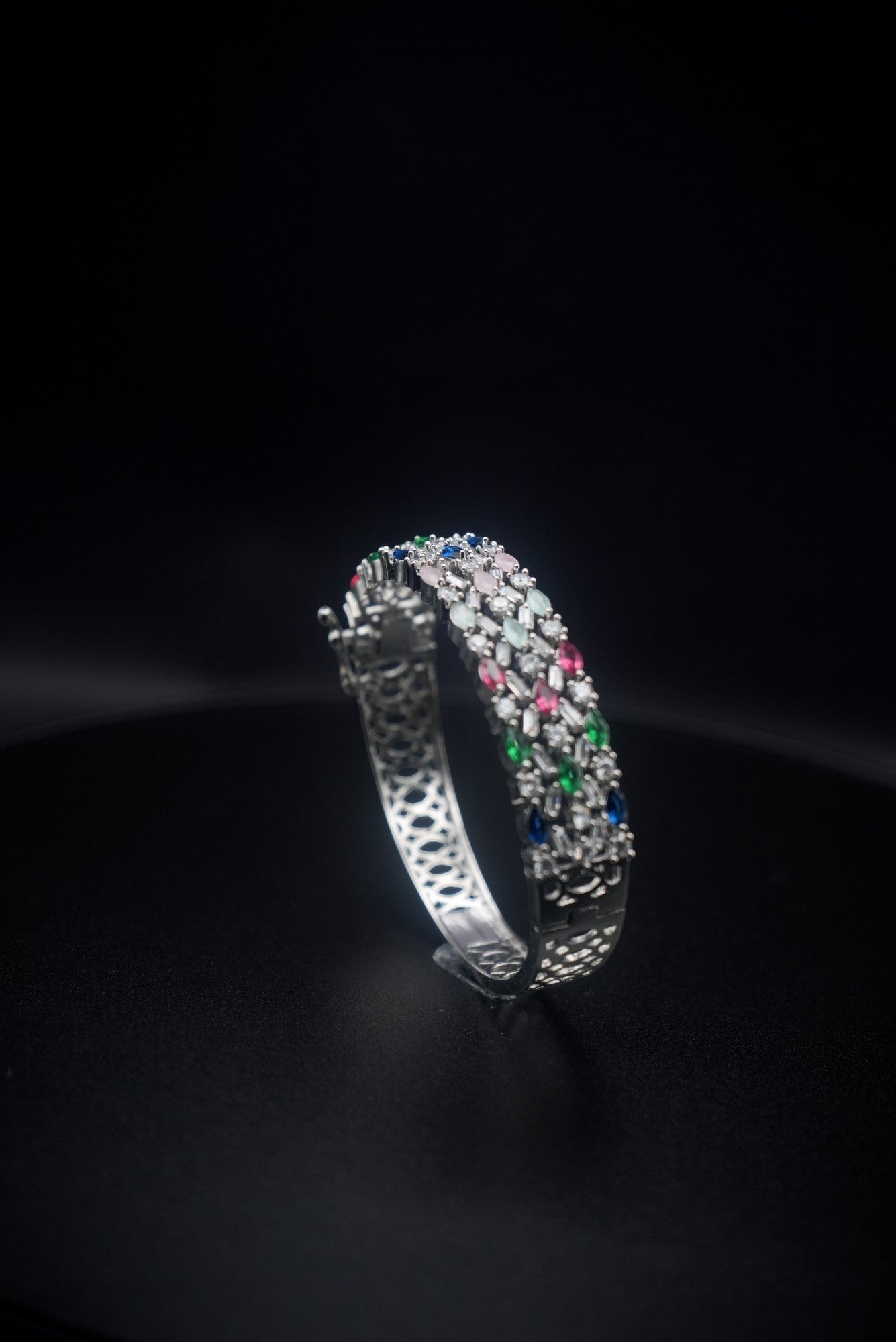 Rainbow Radiance: Crystal Bangle Bracelet