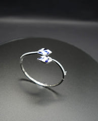 Geometric Glam: Blue Enamel and Crystal Bangle Bracelet