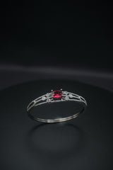 Ruby Radiance: Zircon and Crystal Bangle Bracelet